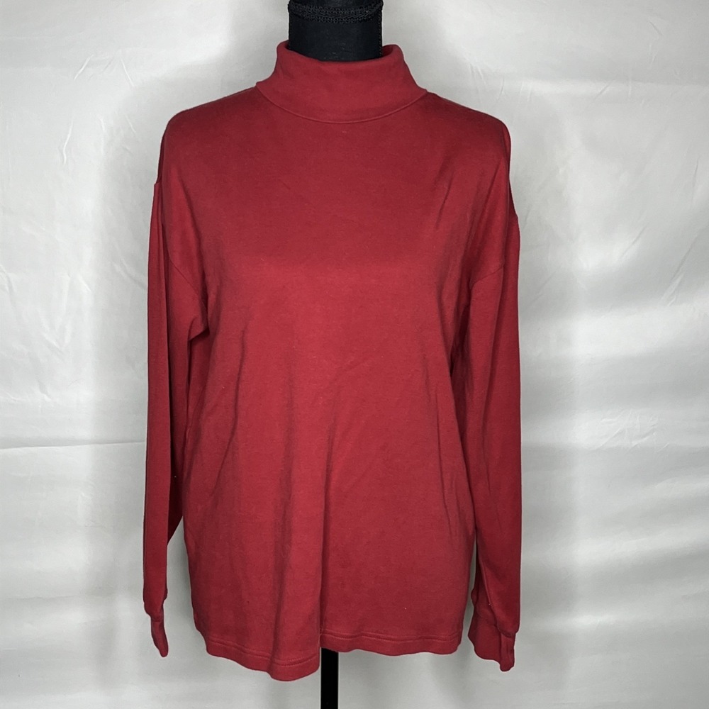 Vintage Flying Colors Women's Burgundy Cotton Turtleneck Size Medium
